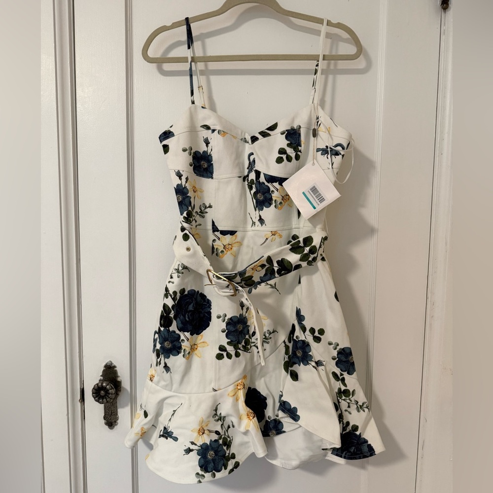 NICHOLAS White and Blue Floral Mini Dress